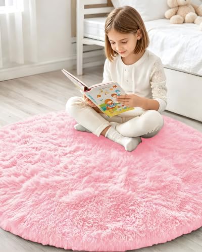 Smiry Round Area Rugs for Living Room Bedroom 7x7 ft, Fluffy Carpet - Image 6
