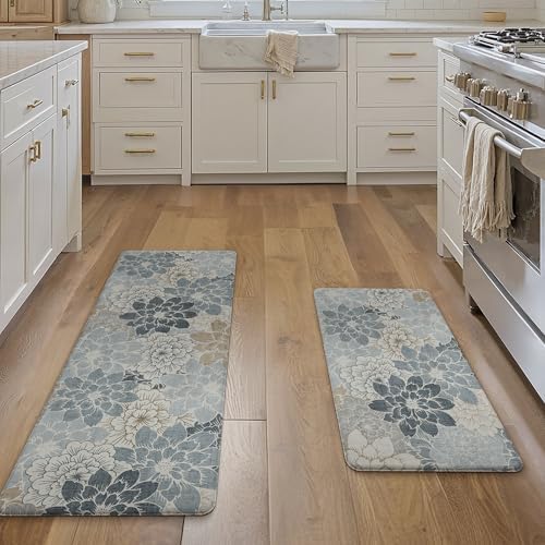GENIMO Anti Fatigue Kitchen Mats for Floor 2PCS, Standing Rugs, Light Blue - Image 6