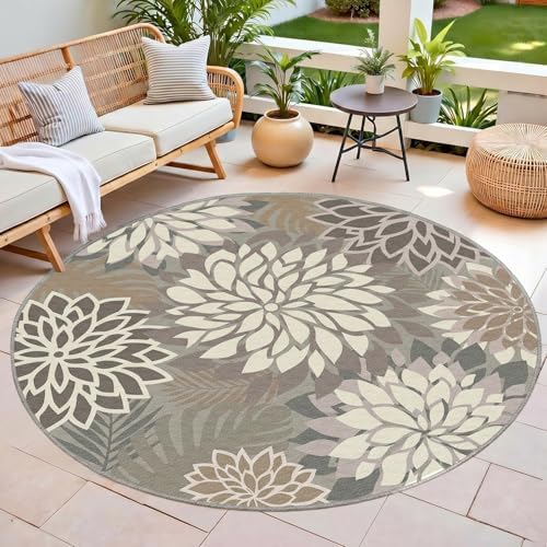 Arenarug Outdoor Rug Waterproof, Washable Patio Rug for Deck, 6x6, Taupe - Image 6