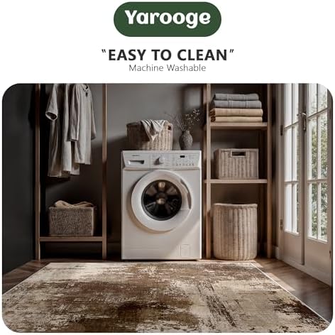 10x14 Area Rugs - Modern Abstract Washable Rug, Ultra Soft Non Slip Low Pile Large Brown Rugs for Living Room, Floor Carpet for Bedroom Dining Room Office Laundry Nursery Home - Image 6