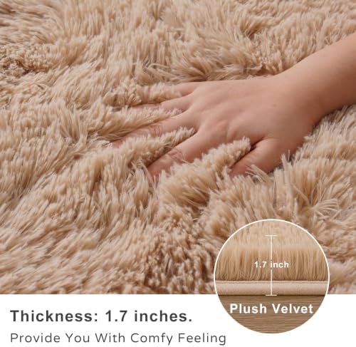 9x12 Ft Beige Fluffy Area Rug for Living Room, Soft Washable Carpet - Image 7