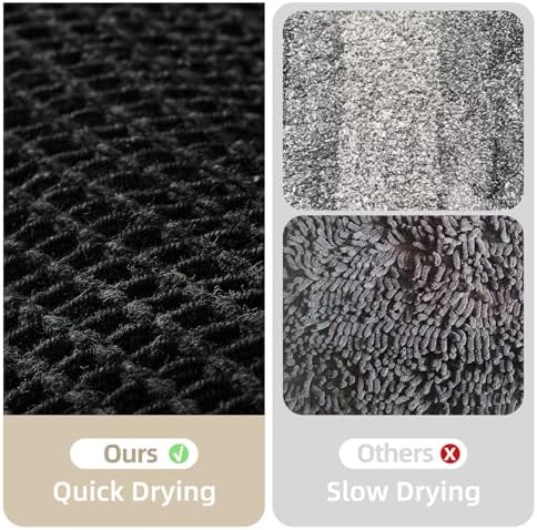 TYUU Black Waffle Runner Rug Bathroom, Long Boho Bath Mat, 72x24 - Image 6