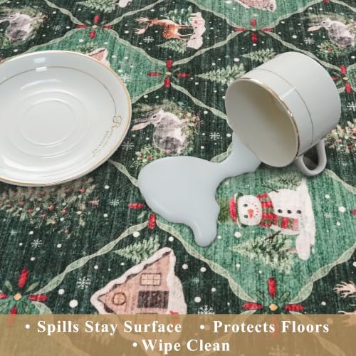 Christmas Decorations Kitchen Rugs Set of 3: Washable Non-Slip Kitchen Mat for Floor Snowman and Gnome Soft Vintage Farmhouse Runner Rug for Sink Floor Mats &Indoor, Hallway, Entryway, (Green) - Image 7
