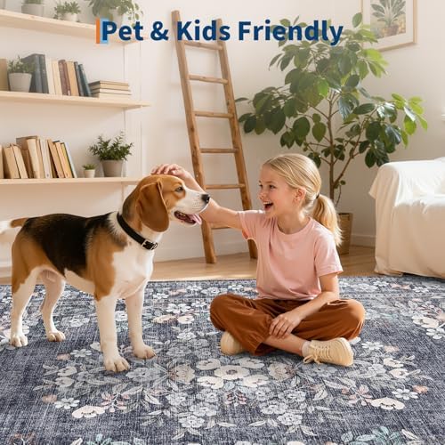 GarveeHome 8x10 Bedroom Rug Botanical Vintage Flower Floor Cover - Image 6