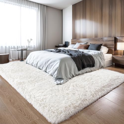 3x5 Thick Cream White Fluffy Shag Rug for Girls Bedroom, Plush Carpet - Image 6
