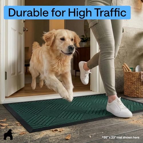 GORILLA GRIP WeatherMAX Door Mat, Indoor Outdoor Use, 72x24, Green Diamond - Image 7