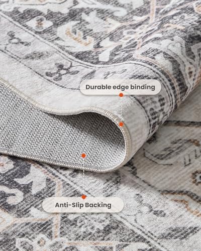 Amada 6x9 Washable Area Rug for Dining Room, Taupe, Boho Vintage Pattern - Image 6