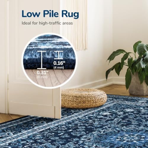 Lessymo Area Rugs 10x14 Living Room, Washable Large Rug Bedroom, Blue White - Image 7
