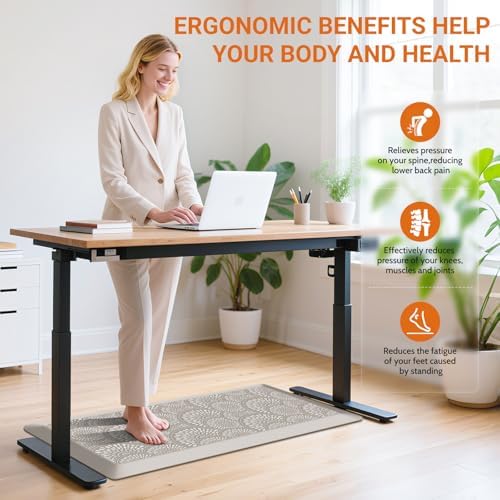 Mattitude 4/5 Inch Kitchen Mat, 17.3x39in Heavy Duty Ergonomic Comfort Foam Standing Desk Mat, Waterproof Non-Slip Standing Mats and Rugs for Kitchen, Office, Khaki - Image 7