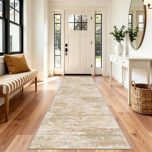 Hallway Runner Rug 3x10 Textured Non Slip Carpet Runner,Modern BeigeYellow - Image 7