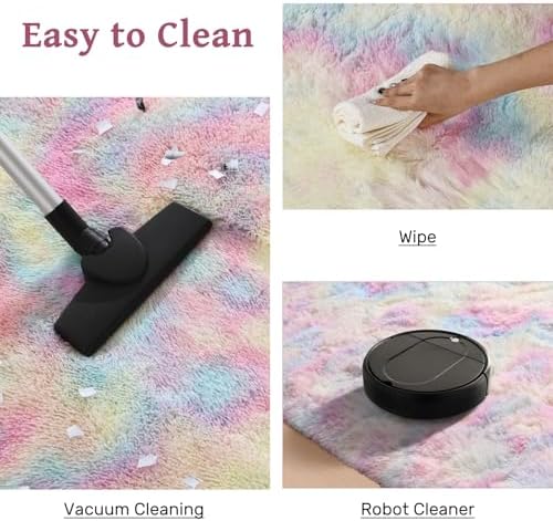 6x9 ft Fluffy Rainbow Area Rug for Bedroom Soft Fuzzy Living Room Rug Non-Slip Shag Rugs Carpet for Nursery Kids Play Room Dorm Office Indoor Modern Plush Carpets - Image 7