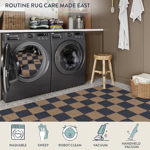 Lahome Checkered Easy Jute 3x5 Outdoor Rug, Washable Rugs for Entryway - Image 6