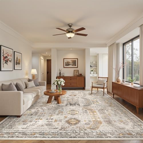 befbee 9x12 Area Rugs for Living Room, Washable Vintage Non Slip Rug Brown - Image 7