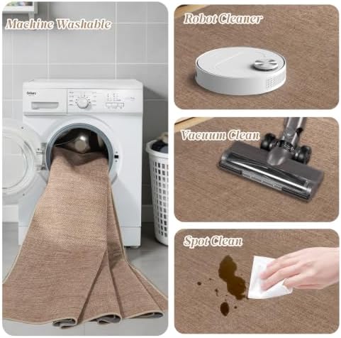 5×7 Easy Jute Rug Washable Rugs Low Pile Outdoor Indoor Farmhouse Neutral Non Slip Rug Modern Carpet Door Mat for Backyard Bedroom Kitchen Porch Patio Nature - Image 7