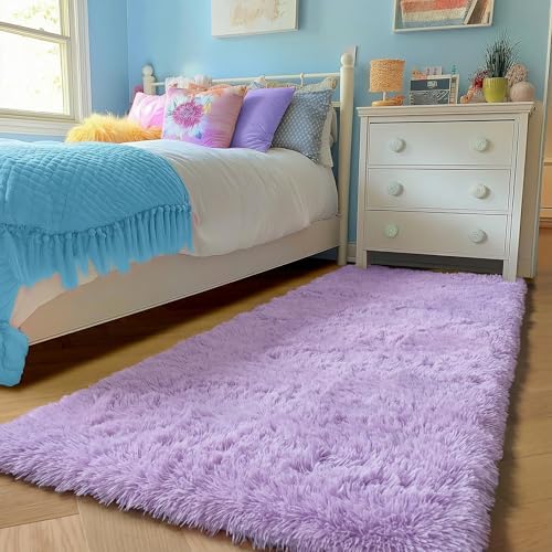 Purple Rug 2' x 6' Shaggy Runner Rugs for Bedroom Girls Living Room Hallway - Image 6