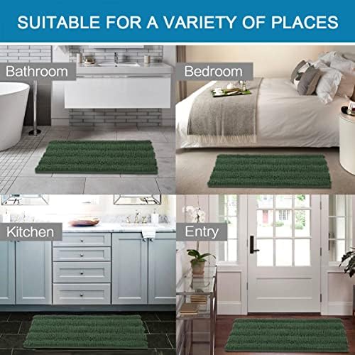 H.VERSAILTEX Bathroom Rugs Bath Mats Sets Super Absorbent Chenille Striped Bath Mats Non Skid Machine Wash Dry Rugs for Bathroom Floor Set of 2(Bronze Green, 47 x 17 Plus 17 x 24 - Inches) - Image 6