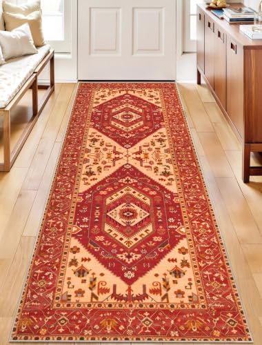 SERISSA 2x6 Washable Non Slip Boho Runner Rug for Hallway,Red - Image 6