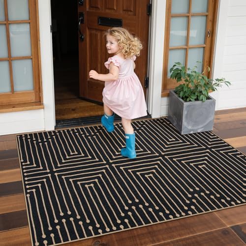 Lahome 3x5 Easy Jute Rugs for Entryway, Black and White Outdoor Rug - Image 7