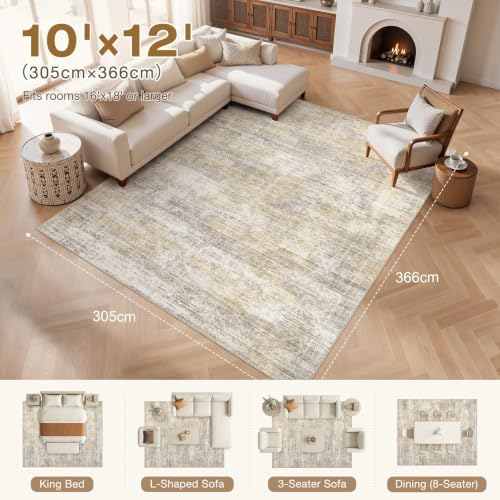 cotiled Boho 10x12 Area Rug for Living Room: Large Moroccan Washable Rug - Image 7