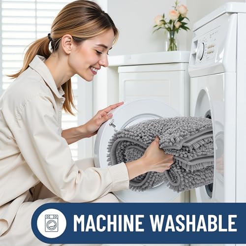 Smiry Bathroom Rugs 34X21, Luxury Chenille Extra Soft Absorbent Bath Mat - Image 6