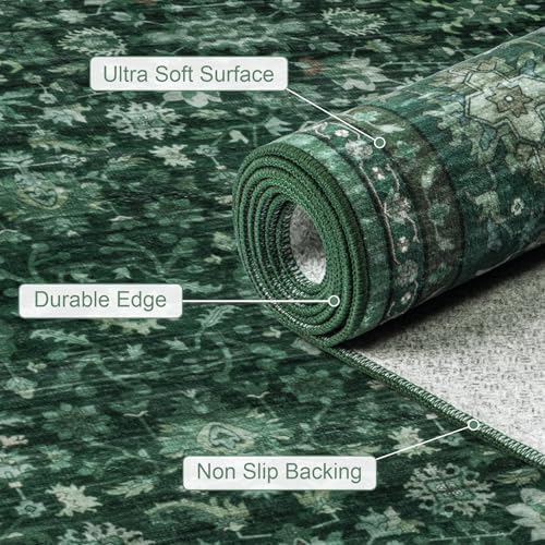 4x6 Area Rugs Living Room: Washable Rug for Bedroom Deep Green - Image 7