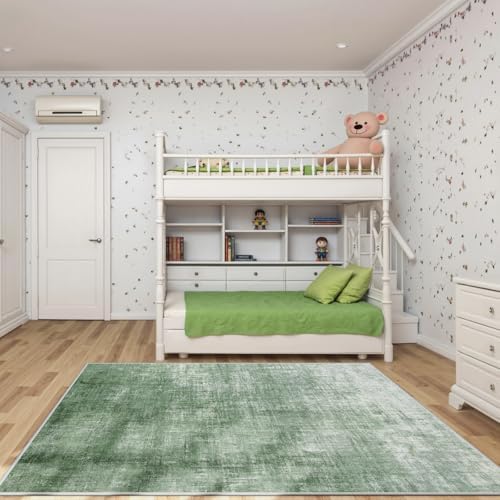 Lahome Green 6x9 Area Rugs Boho Washable Rugs for Living Room, Modern Abstract Rugs for Bedroom, Ombre Non-Slip Throw Dining Room Rug Carpet for Playroom Office Nursery(6'x9',Green) - Image 7