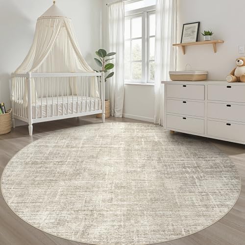 LOONGRUG Round Rug 10x10 Washable Neutral Modern Rug for Living Room Brown - Image 7