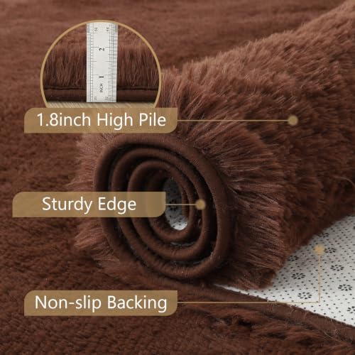 3x5 Brown Fluffy Soft Area Rug Non-Slip for Bedroom Entryway Living Room - Image 6