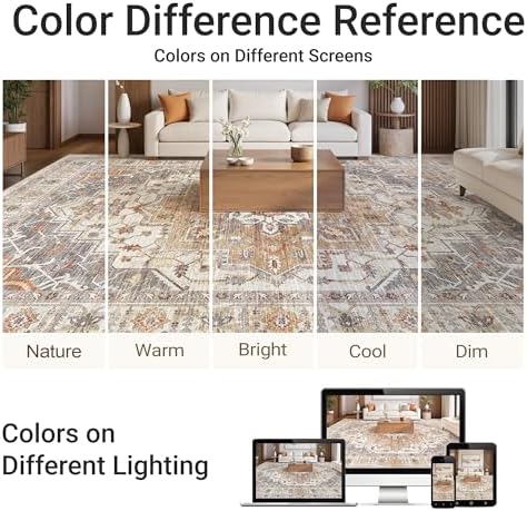 befbee 8x10 Area Rugs for Living Room, Washable Vintage Non Slip Rug - Image 6
