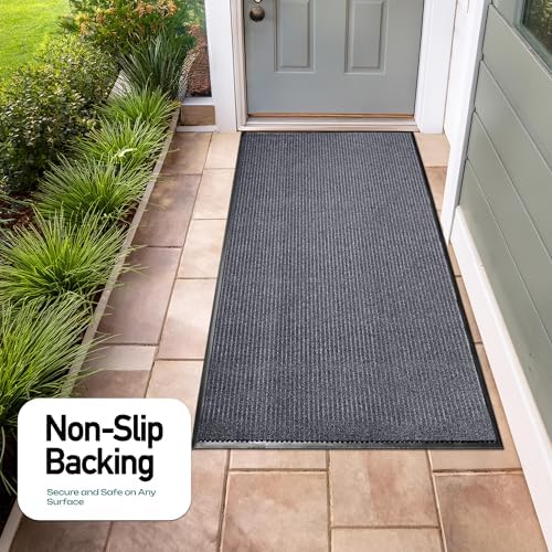 MaxMat® Heavy Duty Floor Mat - Large Commercial, Indoor/Outdoor, Waterproof, Low-Profile, Easy to Clean Doormat (2 x 6 Feet, Grey, MXM-RIB0026GY) - Image 7