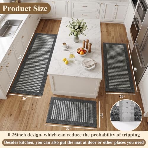 Ileading Kitchen Mat Sets 3 Piece Washable Grey Kitchen Floor Runner Rugs - Image 6
