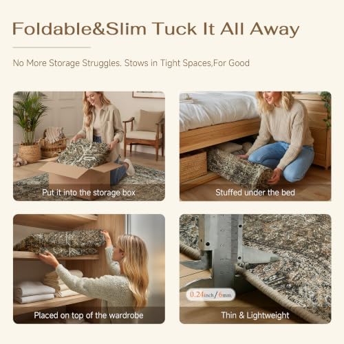 PureCozy Brown Kitchen Rug Set 2 Piece 2x6+2x10 Vintage Distressed - Image 6