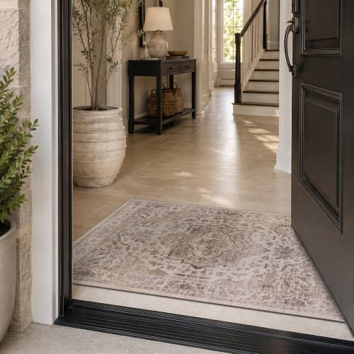 Rugshop Vintage Medallion Machine Washable Non-Slip Area Rug, 2'x4' Cream - Image 6