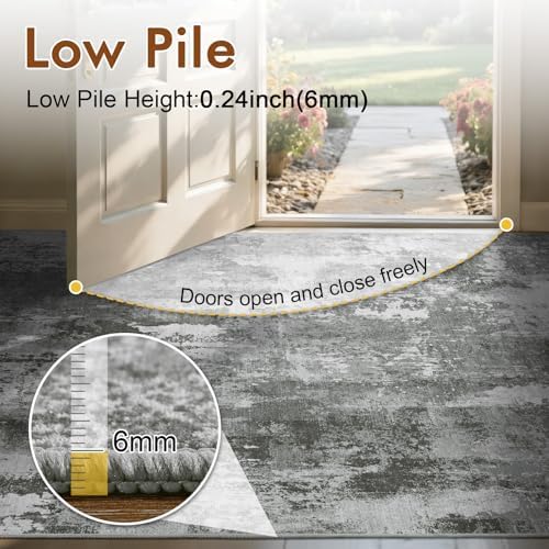 2x6 Ft Abstract Washable Runner Area Rugs for Hallway Dark Grey - Image 6