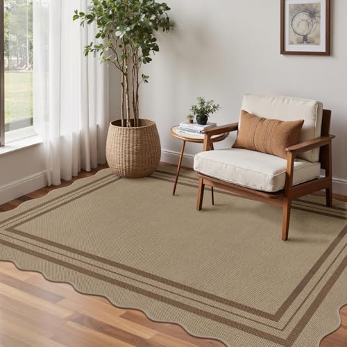 Modern Easy Jute 4x6 Outdoor Patio Rug, Washable Indoor Brown Kitchen Rugs Farmhouse Neutral Non Slip Area Rug for Living Room Backyard Bedroom - Image 7