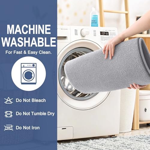 OLANLY Memory Foam Bathroom Runner Rug 50x30, Absorbent Long Bath Mat, Grey - Image 6
