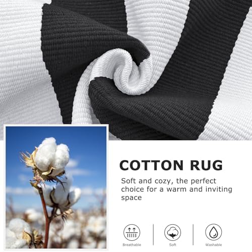 IOHOUZE 3x5 Striped Outdoor Rug, Washable Front Porch, Black/White - Image 6
