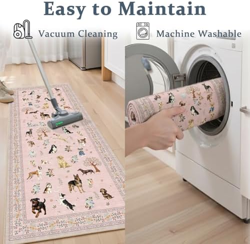 Pink Area Rug 3x5 for Bedroom Entryway Dog Animal Rug - Image 6