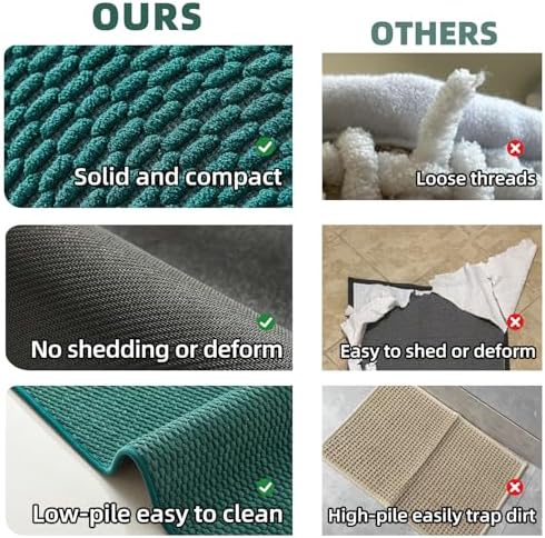 TYUU Toilet Rug, Thin Toilet Rugs U Shaped Washable Non Slip Absorbent Quick Dry Low Pile Toilet Mat, Dark Green 20"x24" U Shape - Image 6