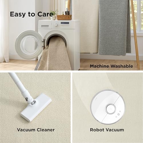 Bedsure 6x9 Faux Wool Area Rug for Living Room, Machine Washable, Ivory - Image 6