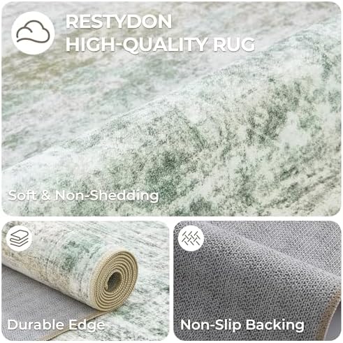 2x8 Runner Rug Non Slip,Washable Hallway Runner Rug,Green - Image 7