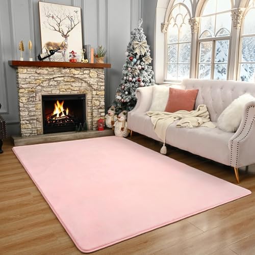 Amearea Modern Area Rugs for Bedroom Living Room, 4x6 Pink Memory Foam Rug - Image 6