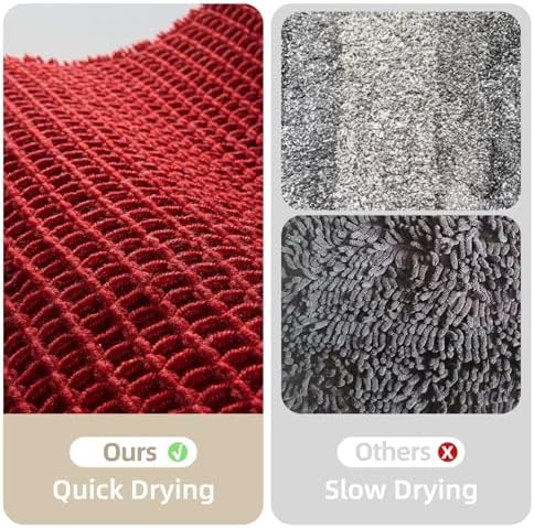 TYUU Waffle Bath Mat, Boho Bathroom Rugs Non Slip, 36x24 Burgundy - Image 6