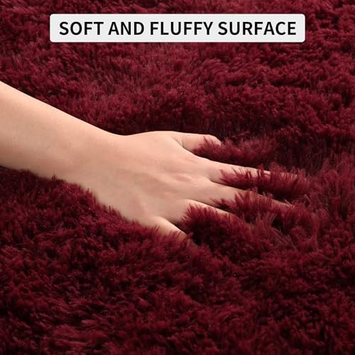 Tepook 9x12 Fluffy Burgundy Area Rugs for Living Room Bedroom - Image 7