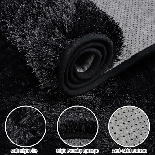 4x6 Fluffy Shag Area Rugs for Living Room Bedroom: Soft Plush Carpet Black - Image 6