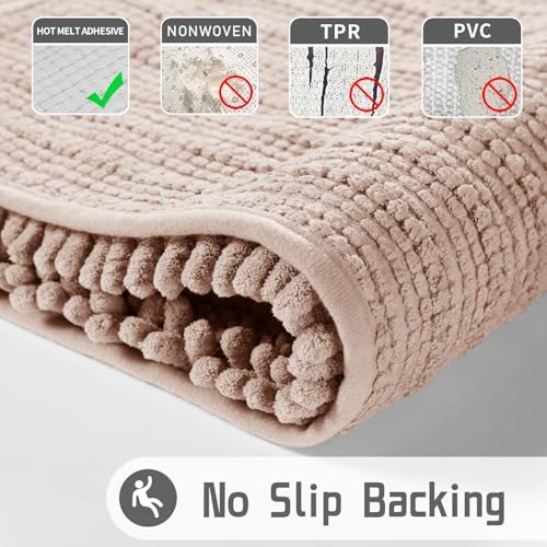 Yimobra Large Bathroom Rugs Non Slip Washable 36x24 Inch - Ultra Soft Absorbent Chenille Bath Mat, Quick Dry Shaggy Floor Carpet for Tub Shower, Pinkish Beige Home Decor Accessories - Image 6
