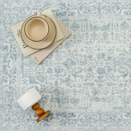 PureCozy Blue Runner Rug 2x6 Vintage Floral - Image 6