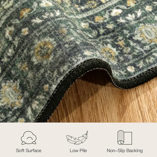 3' X 10' Area Rugs for Hallways, Green Washable Non-Slip Kitchen Runner Rug - Image 7
