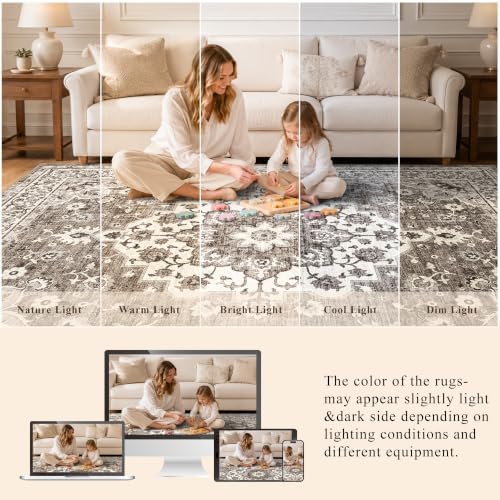 Washable Oriental Area Rug: Soft 10x10 Area Rugs for Living Room Bedroom - Image 6