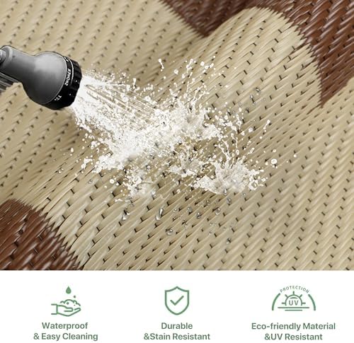 GENIMO Outdoor Rug, Waterproof Plastic Rugs for Patio, 6'x9' Mocha Beige - Image 7